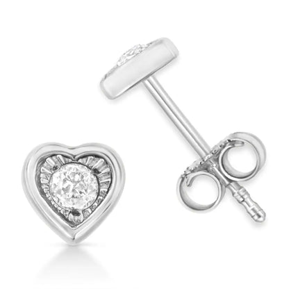 .925 Sterling Silver 1/10 Cttw Miracle-set Diamond Stud Earrings (i-j Color I2-i3 Clarity) - Choice of Shapes - Fine