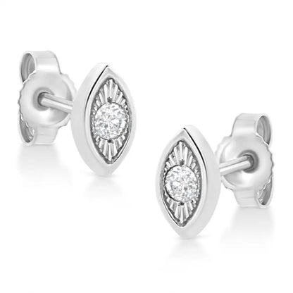 .925 Sterling Silver 1/10 Cttw Miracle-set Diamond Stud Earrings (i-j Color I2-i3 Clarity) - Choice of Shapes - Fine