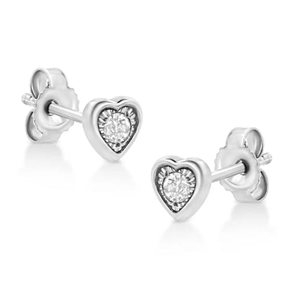 .925 Sterling Silver 1/10 Cttw Miracle-set Diamond Stud Earrings (i-j Color I2-i3 Clarity) - Choice of Shapes - Fine