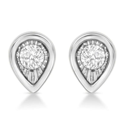 .925 Sterling Silver 1/10 Cttw Miracle-set Diamond Stud Earrings (i-j Color I2-i3 Clarity) - Choice of Shapes - Fine