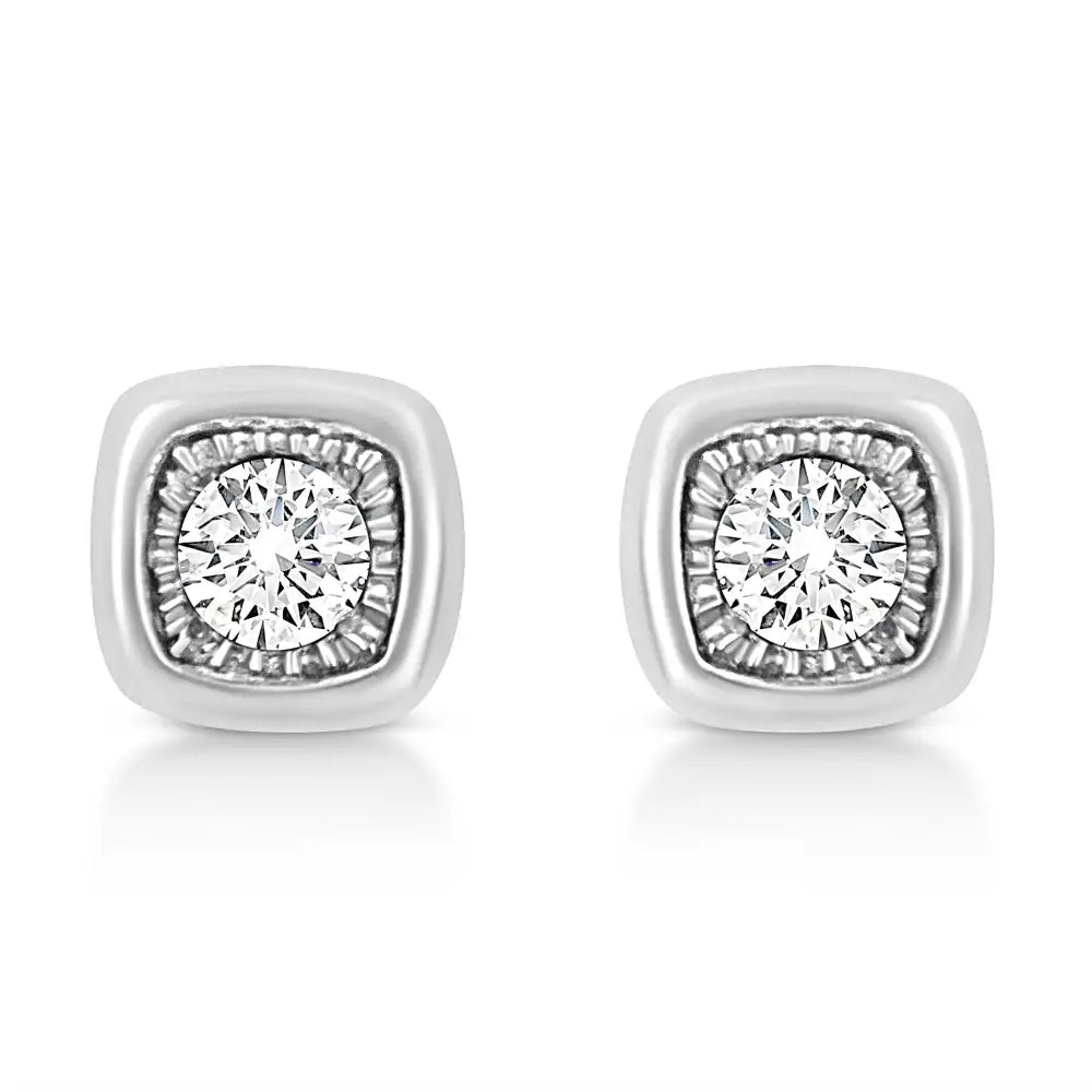 .925 Sterling Silver 1/10 Cttw Miracle-set Diamond Stud Earrings (i-j Color I2-i3 Clarity) - Choice of Shapes - Fine