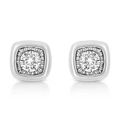 .925 Sterling Silver 1/10 Cttw Miracle-set Diamond Stud Earrings (i-j Color I2-i3 Clarity) - Choice of Shapes - Fine