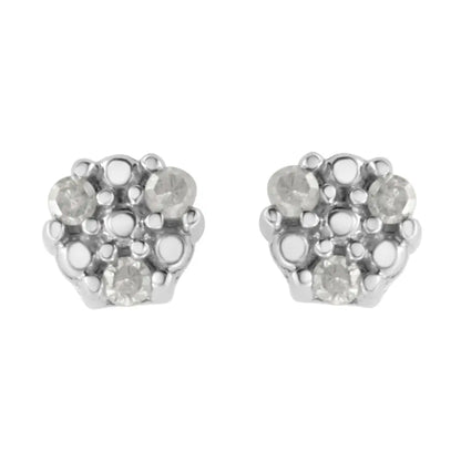 .925 Sterling Silver 1/10 Cttw Prong Set Round-cut Trio Diamond Stud Earrings (i-j Color I3 Clarity) - Fine Jewelry