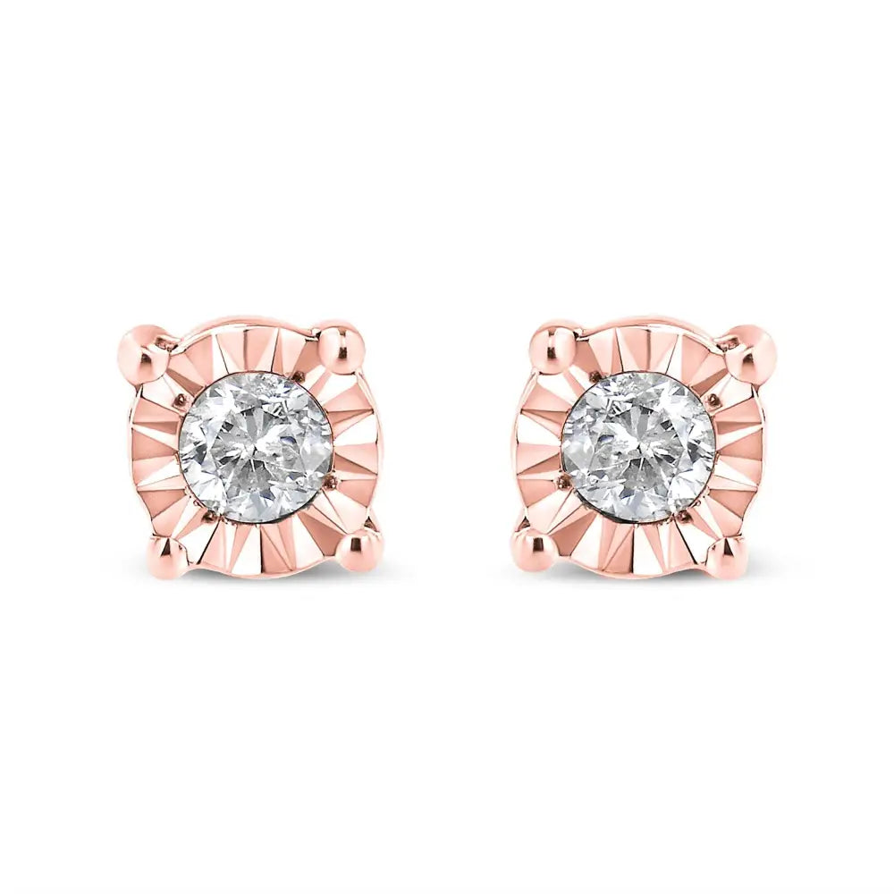 .925 Sterling Silver 1/10 Cttw Round Brilliant-cut Diamond Miracle-set Stud Earrings - Fine Jewelry us Direct