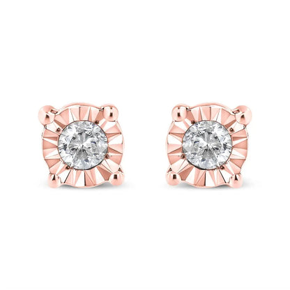 .925 Sterling Silver 1/10 Cttw Round Brilliant-cut Diamond Miracle-set Stud Earrings - Fine Jewelry us Direct