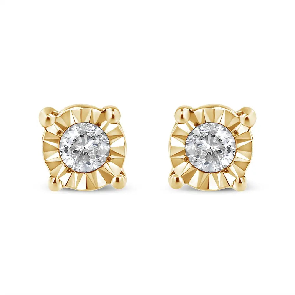 .925 Sterling Silver 1/10 Cttw Round Brilliant-cut Diamond Miracle-set Stud Earrings - Fine Jewelry us Direct