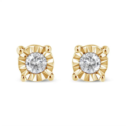 .925 Sterling Silver 1/10 Cttw Round Brilliant-cut Diamond Miracle-set Stud Earrings - Fine Jewelry us Direct