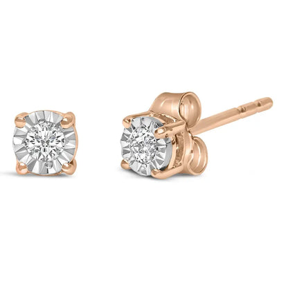 .925 Sterling Silver 1/10 Cttw Round Brilliant-cut Lab Grown Diamond Miracle-set Stud Earrings (f-g Color Vs1-vs2