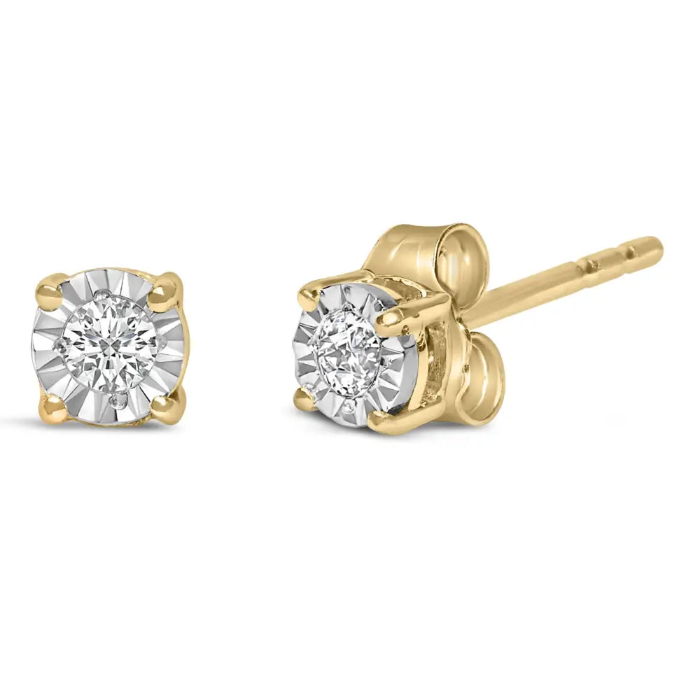 .925 Sterling Silver 1/10 Cttw Round Brilliant-cut Lab Grown Diamond Miracle-set Stud Earrings (f-g Color Vs1-vs2