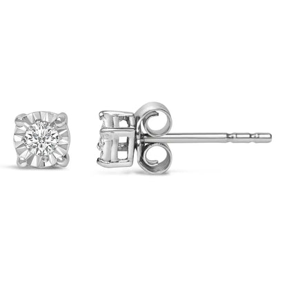 .925 Sterling Silver 1/10 Cttw Round Brilliant-cut Lab Grown Diamond Miracle-set Stud Earrings (f-g Color Vs1-vs2