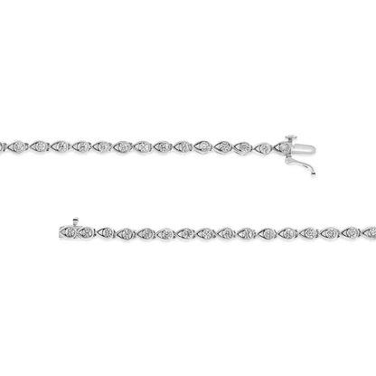 .925 Sterling Silver 1/10 Cttw Round-cut Diamond Pear Link 7.25’’ Bracelet (i-j Color I2-i3 Clarity) - Fine Jewelry