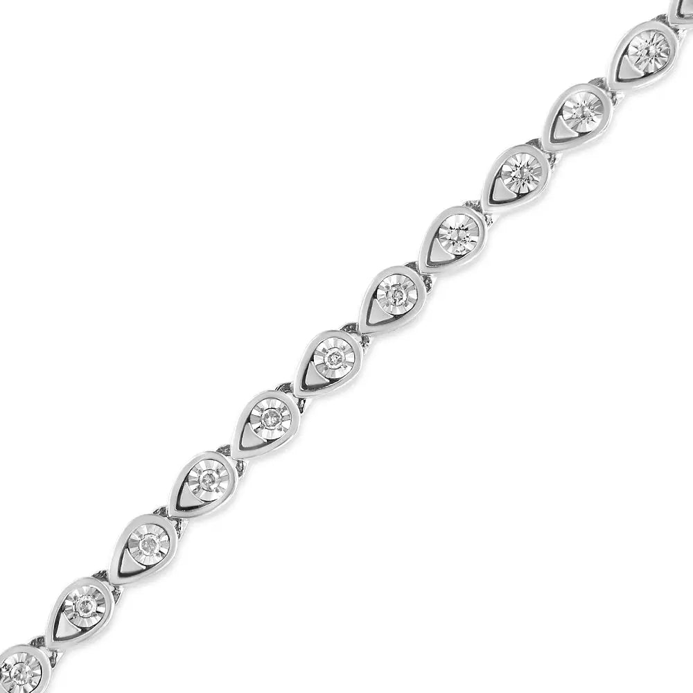 .925 Sterling Silver 1/10 Cttw Round-cut Diamond Pear Link 7.25’’ Bracelet (i-j Color I2-i3 Clarity) - Fine Jewelry