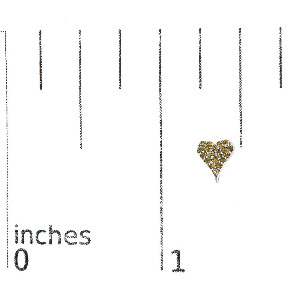 925 Sterling Silver 1/10 Cttw Yellow Diamond Heart Shaped Stud Earrings (yellow Color I3 Clarity) - Fine Jewelry