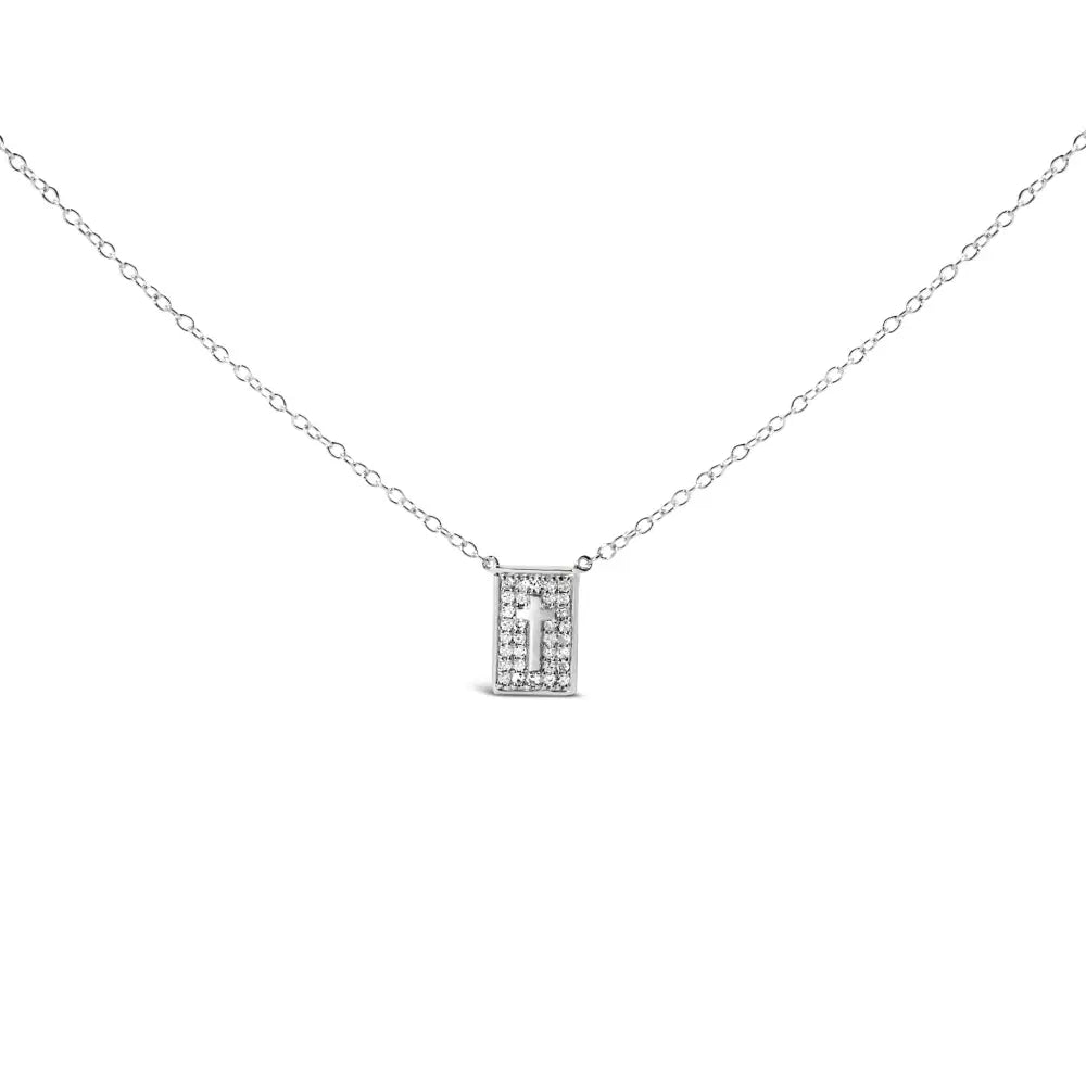 .925 Sterling Silver 1/10 Ctw Diamond Inlaid Cross Dog Tag Pendant Necklace (h-i Color I1-i2 Clarity) - 18’’ - Fine