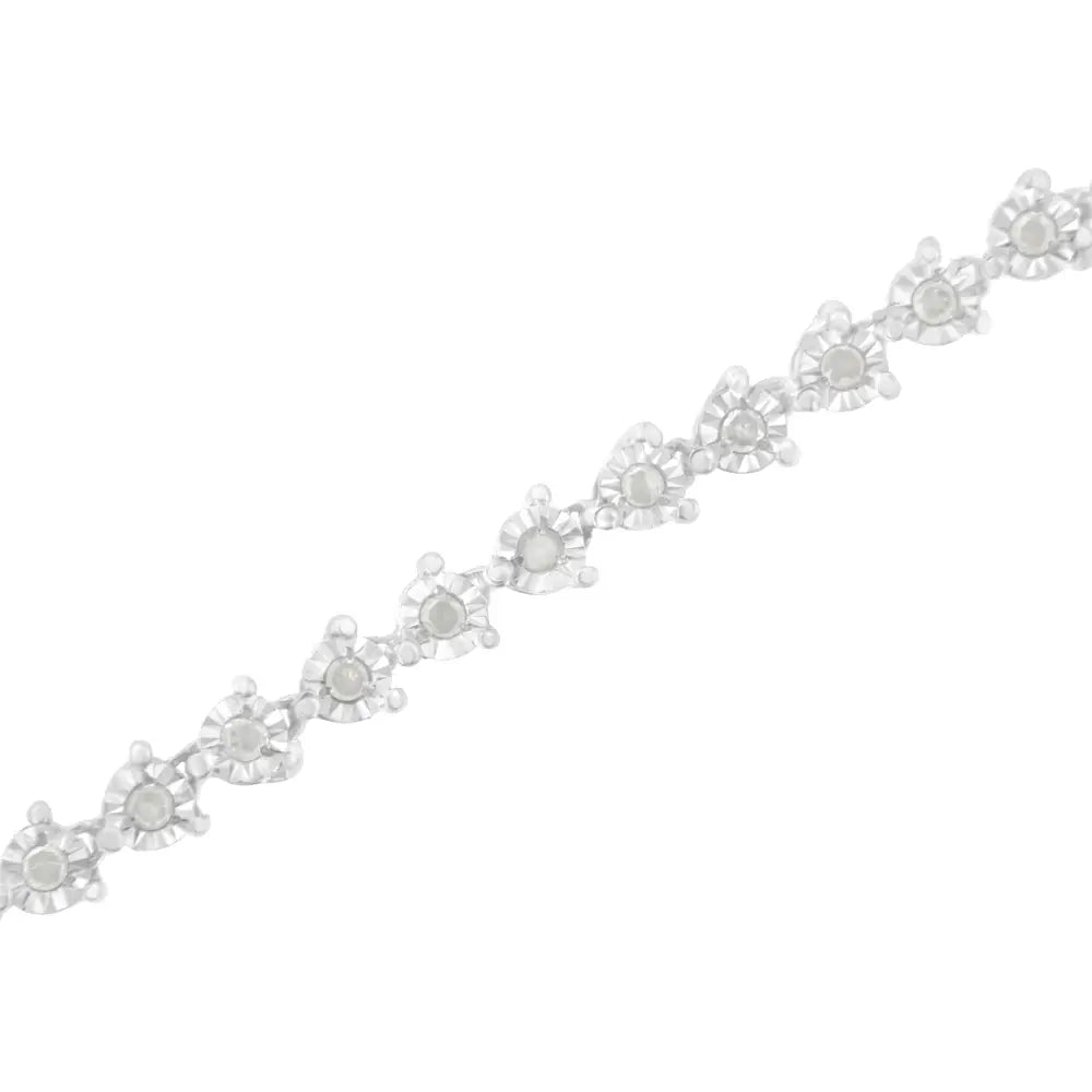 .925 Sterling Silver 1/2 Cttw 3 Prong Set Diamond Martini Style Tennis Bracelet (i-j Clarity I3 Color) - Size