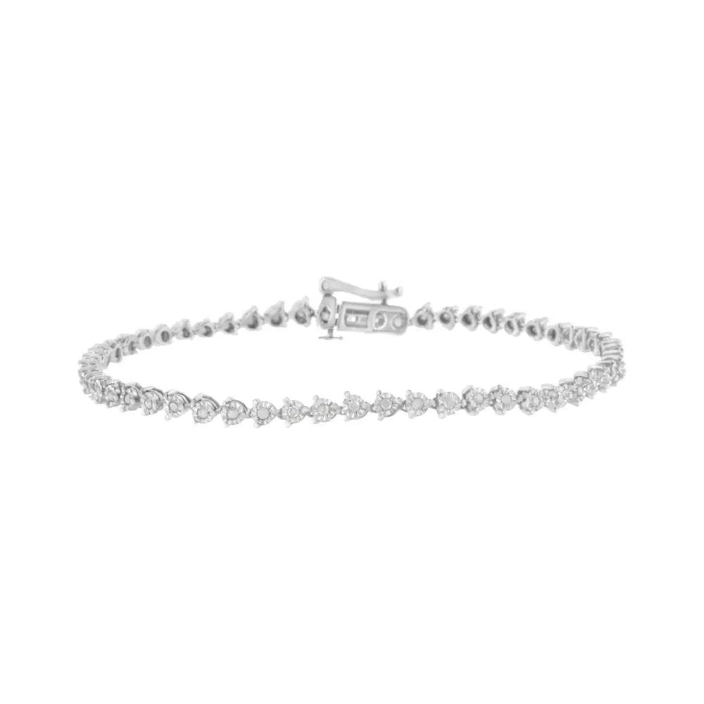 .925 Sterling Silver 1/2 Cttw 3 Prong Set Diamond Martini Style Tennis Bracelet (i-j Clarity I3 Color) - Size