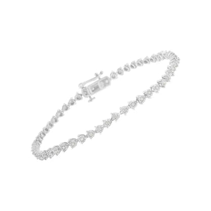 .925 Sterling Silver 1/2 Cttw 3 Prong Set Diamond Martini Style Tennis Bracelet (i-j Clarity I3 Color) - Size