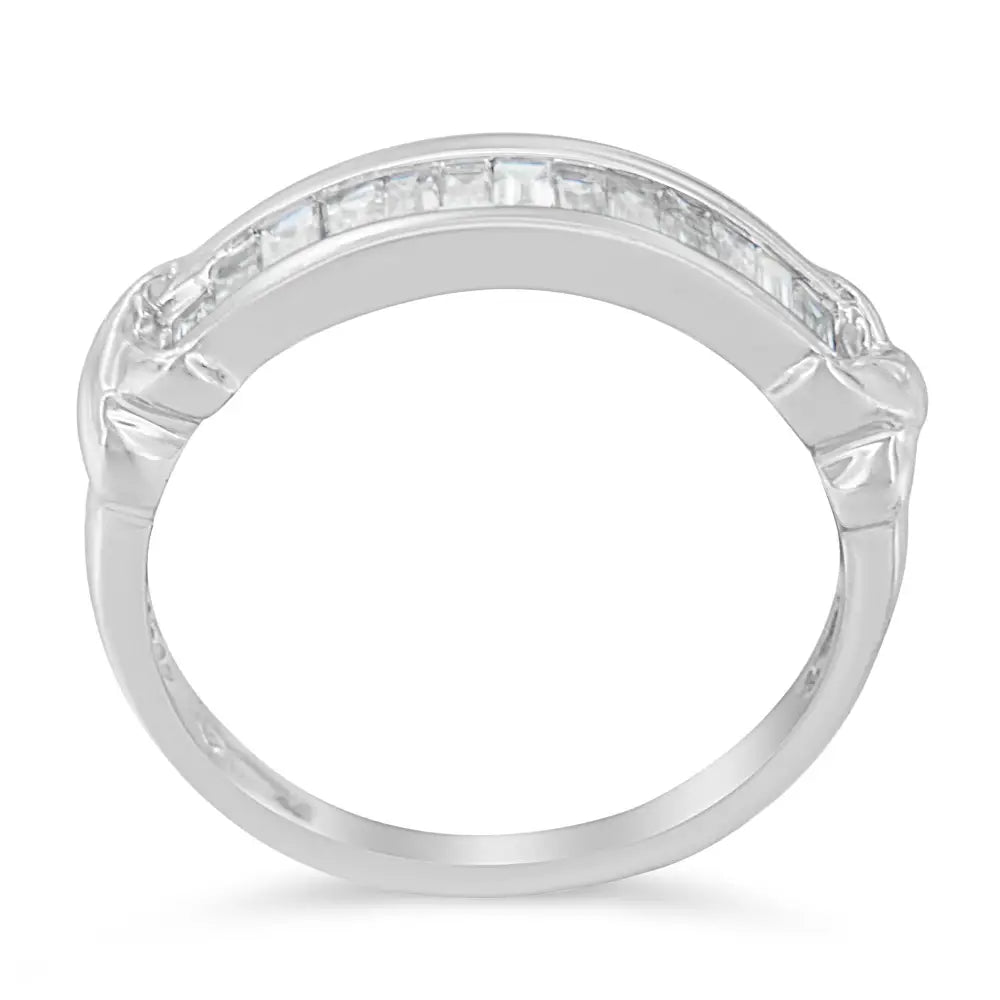 .925 Sterling Silver 1/2 Cttw Baguette Cut Diamond Channel Set X-station Wedding Ring (h-i Color I1-i2 Clarity) - Fine