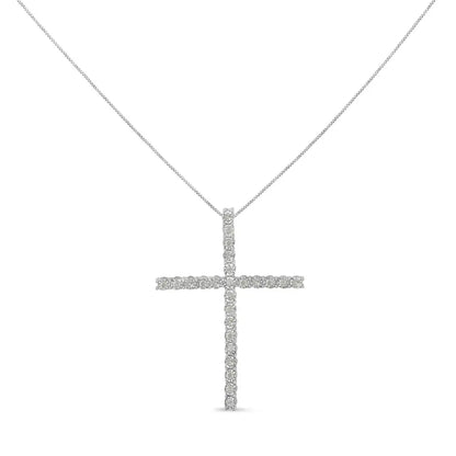 .925 Sterling Silver 1/2 Cttw Brilliant Cut Diamond Miracle-set Cross 18’’ Unisex Pendant Necklace (i-j Color I3