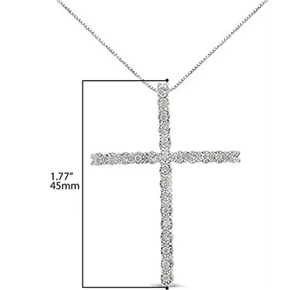 .925 Sterling Silver 1/2 Cttw Brilliant Cut Diamond Miracle-set Cross 18’’ Unisex Pendant Necklace (i-j Color I3