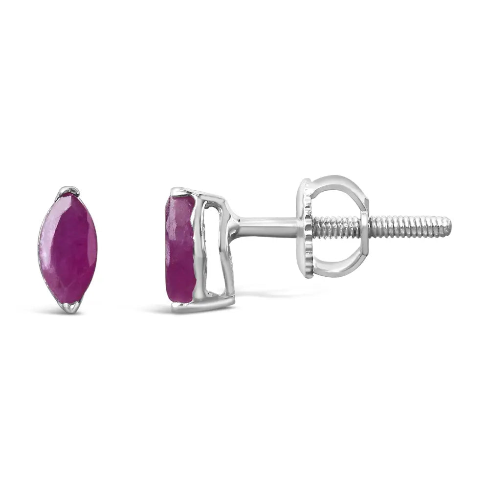 .925 Sterling Silver 1/2 Cttw Created Pink Ruby Gemstone Solitaire Stud Earrings - Fine Jewelry us Direct