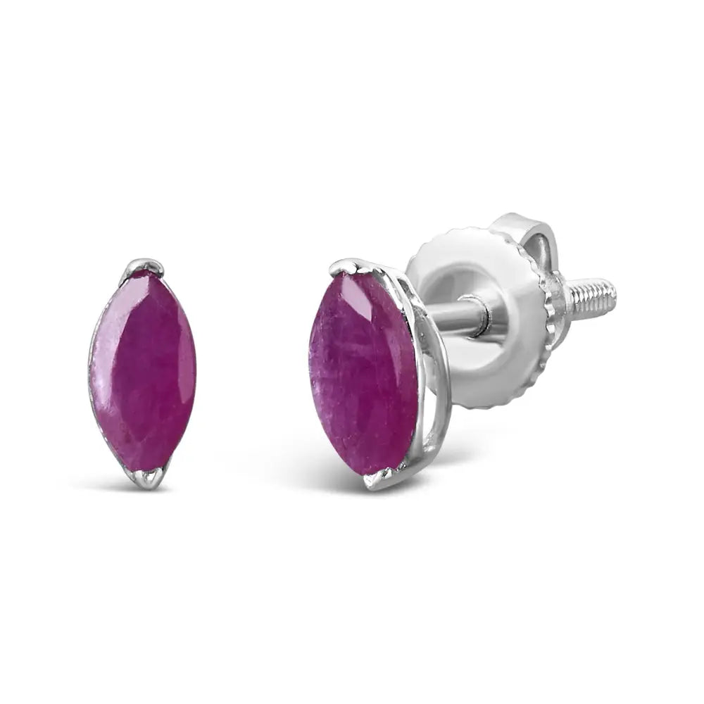 .925 Sterling Silver 1/2 Cttw Created Pink Ruby Gemstone Solitaire Stud Earrings - Fine Jewelry us Direct