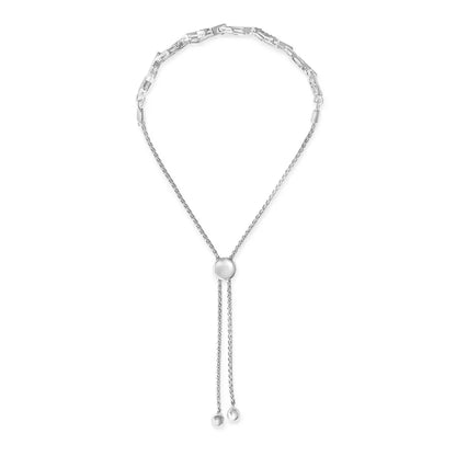 .925 Sterling Silver 1/2 Cttw Diamond Alternating Heart Link Adjustable Bolo Bracelet (i-j Color I3 Clarity) - 4’’