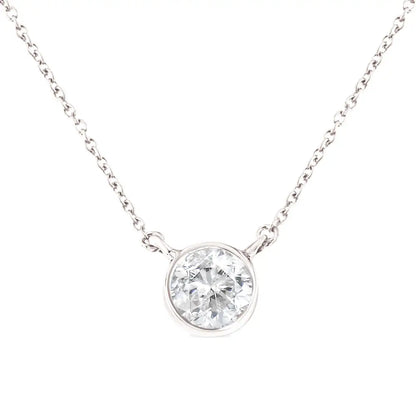 .925 Sterling Silver 1/2 Cttw Diamond Bezel 18’’ Pendant Necklace (i-j Color I2-i3 Clarity) - Fine Jewelry us Direct