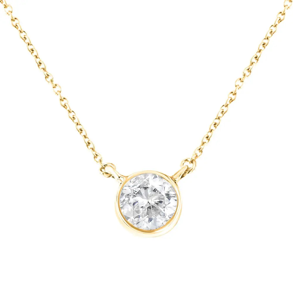 .925 Sterling Silver 1/2 Cttw Diamond Bezel 18’’ Pendant Necklace (i-j Color I2-i3 Clarity) - Fine Jewelry us Direct