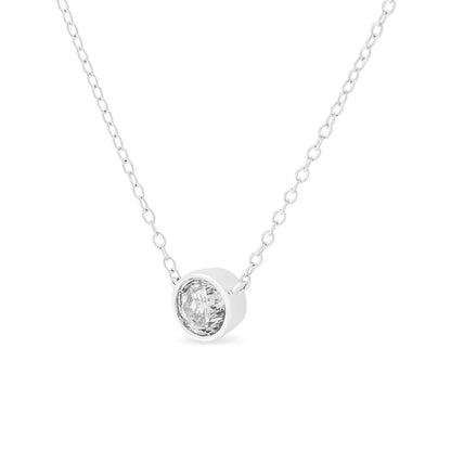 .925 Sterling Silver 1/2 Cttw Diamond Bezel 18’’ Pendant Necklace (i-j Color I2-i3 Clarity) - Fine Jewelry us Direct