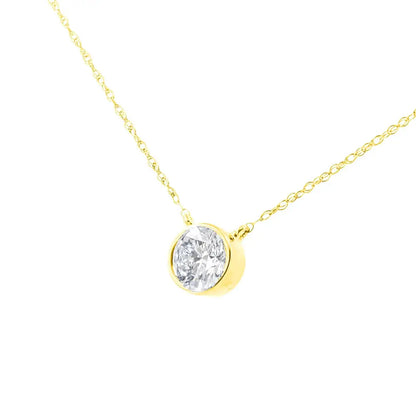 .925 Sterling Silver 1/2 Cttw Diamond Bezel 18’’ Pendant Necklace (i-j Color I2-i3 Clarity) - Fine Jewelry us Direct