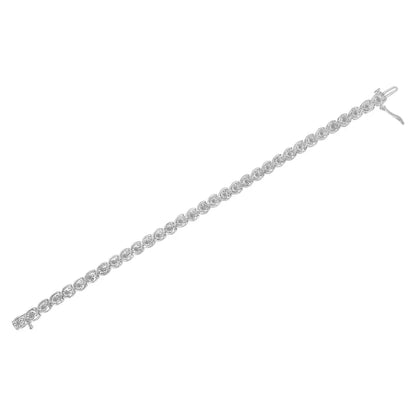 .925 Sterling Silver 1/2 Cttw Diamond Criss-cross Miracle-set 7’’ Link Bracelet (i-j Color I2-i3 Clarity) - Fine