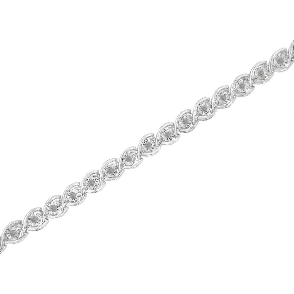 .925 Sterling Silver 1/2 Cttw Diamond Criss-cross Miracle-set 7’’ Link Bracelet (i-j Color I2-i3 Clarity) - Fine