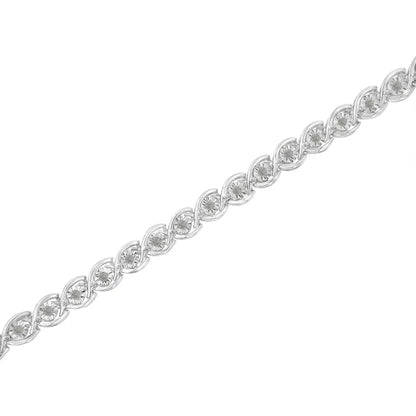 .925 Sterling Silver 1/2 Cttw Diamond Criss-cross Miracle-set 7’’ Link Bracelet (i-j Color I2-i3 Clarity) - Fine