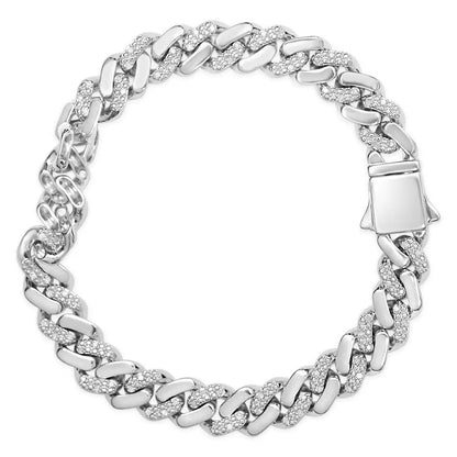 .925 Sterling Silver 1/2 Cttw Diamond Cuban Curb Chain Bracelet (i-j Color I3 Clarity)- 8.5’’ Inches - Fine Jewelry