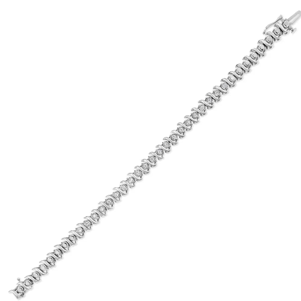 .925 Sterling Silver 1/2 Cttw Diamond Miracle Set ?S’ Link Tennis Bracelet - (j-k Color I2-i3 Clarity) - Size 7.50