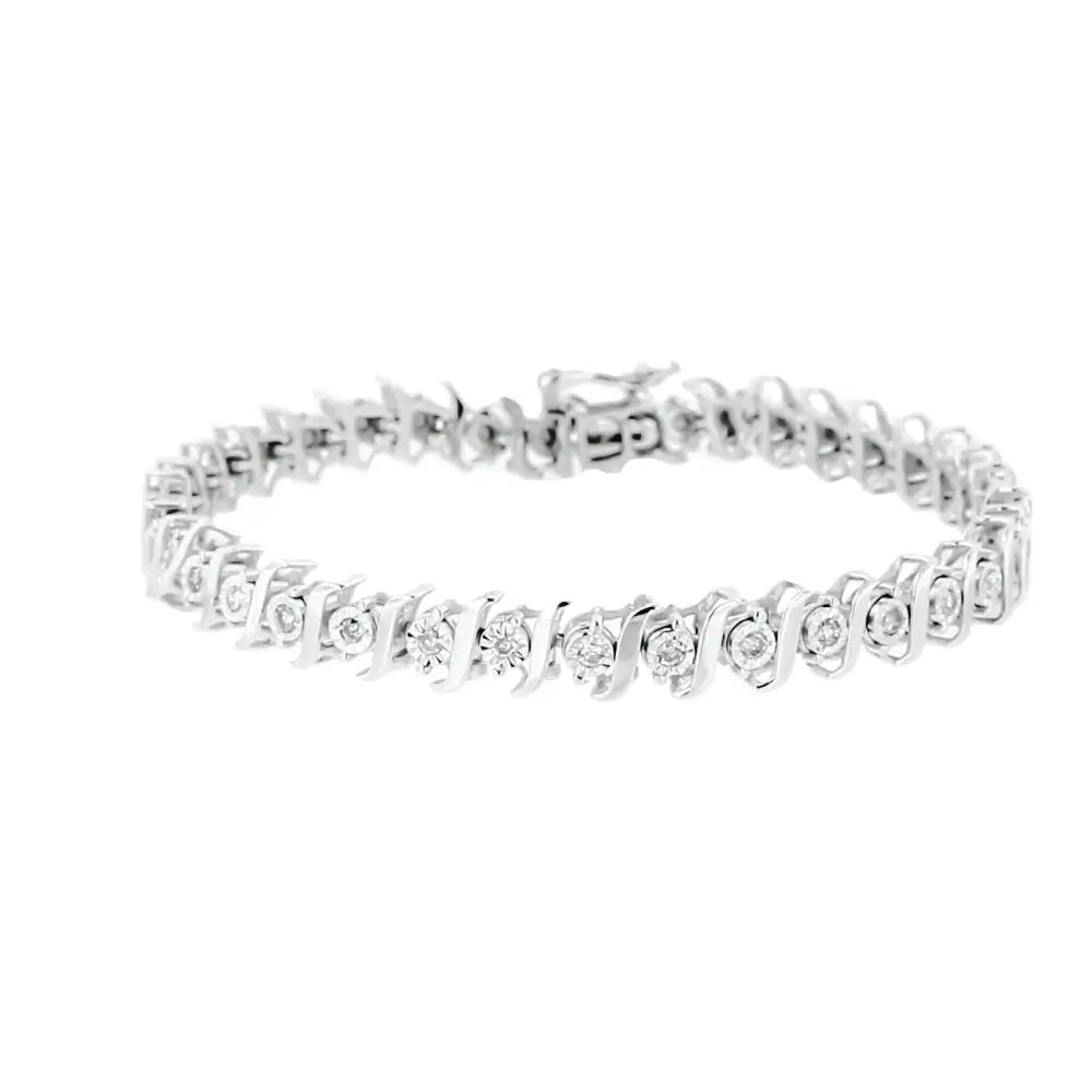 .925 Sterling Silver 1/2 Cttw Diamond Miracle Set ?S’ Link Tennis Bracelet - (j-k Color I2-i3 Clarity) - Size 7.50