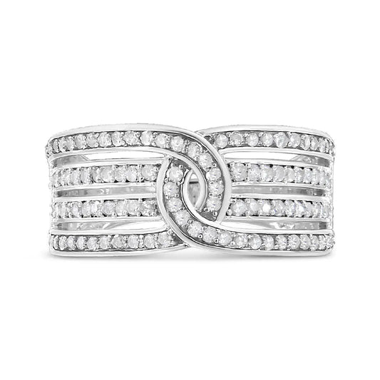 .925 Sterling Silver 1/2 Cttw Diamond Multi-row Bypass Band Ring (i-j Color I3 Clarity) - Fine Jewelry us Direct