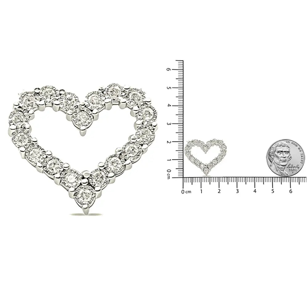 .925 Sterling Silver 1/2 Cttw Diamond Open Heart 18’’ Pendant Necklace (i-j Color I2-i3 Clarity) - Fine Jewelry