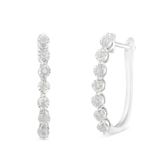 .925 Sterling Silver 1/2 Cttw Miracle-set Diamond 7 Stone Hoop Earrings (i-j Color I3 Clarity) - Fine Jewelry us Direct