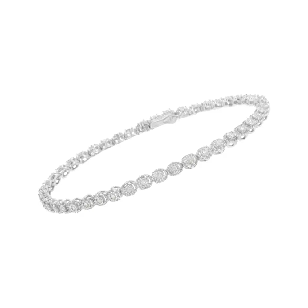 .925 Sterling Silver 1/2 Cttw Miracle-set Diamond Bezel Look Tennis Bracelet (i-j I3) - 7.25 - Fine Jewelry us Direct