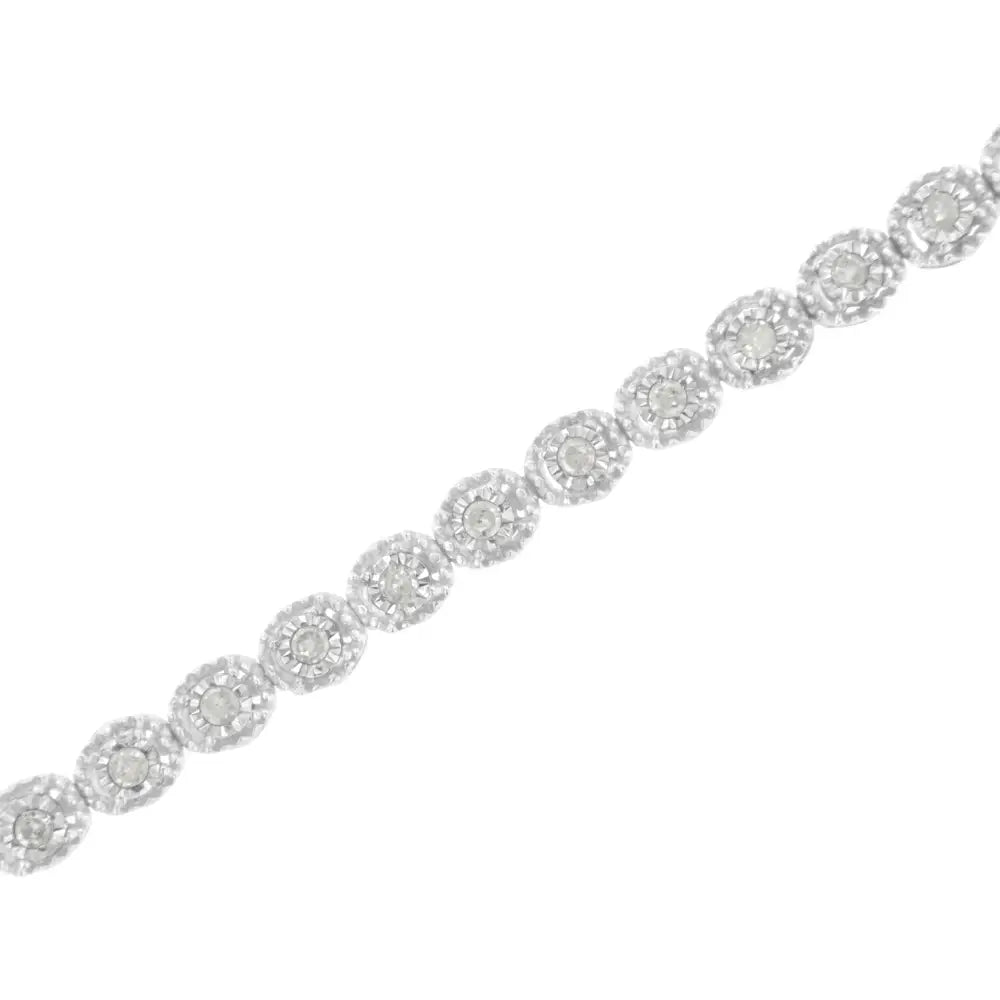 .925 Sterling Silver 1/2 Cttw Miracle-set Diamond Bezel Look Tennis Bracelet (i-j I3) - 7.25 - Fine Jewelry us Direct