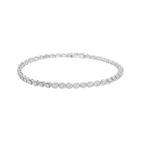 .925 Sterling Silver 1/2 Cttw Miracle-set Diamond Bezel Look Tennis Bracelet (i-j I3) - 7.25 - Fine Jewelry us Direct