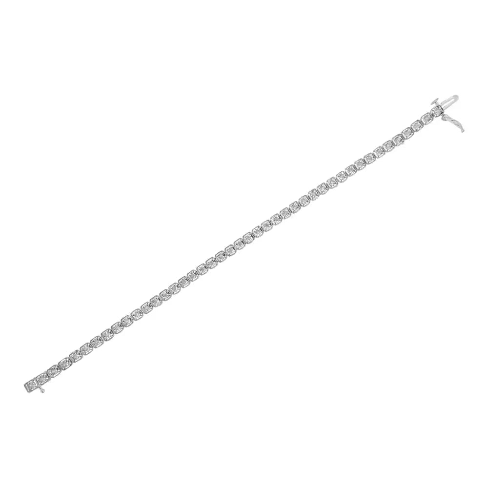 .925 Sterling Silver 1/2 Cttw Miracle Set Diamond Box Link Tennis Bracelet (i-j Color I3 Promo Clarity) - Size