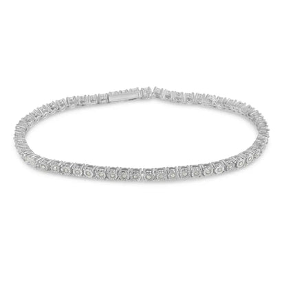 .925 Sterling Silver 1/2 Cttw Miracle Set Diamond Classic Tennis Bracelet (i-j Color I3 Clarity) -7’’ - Fine