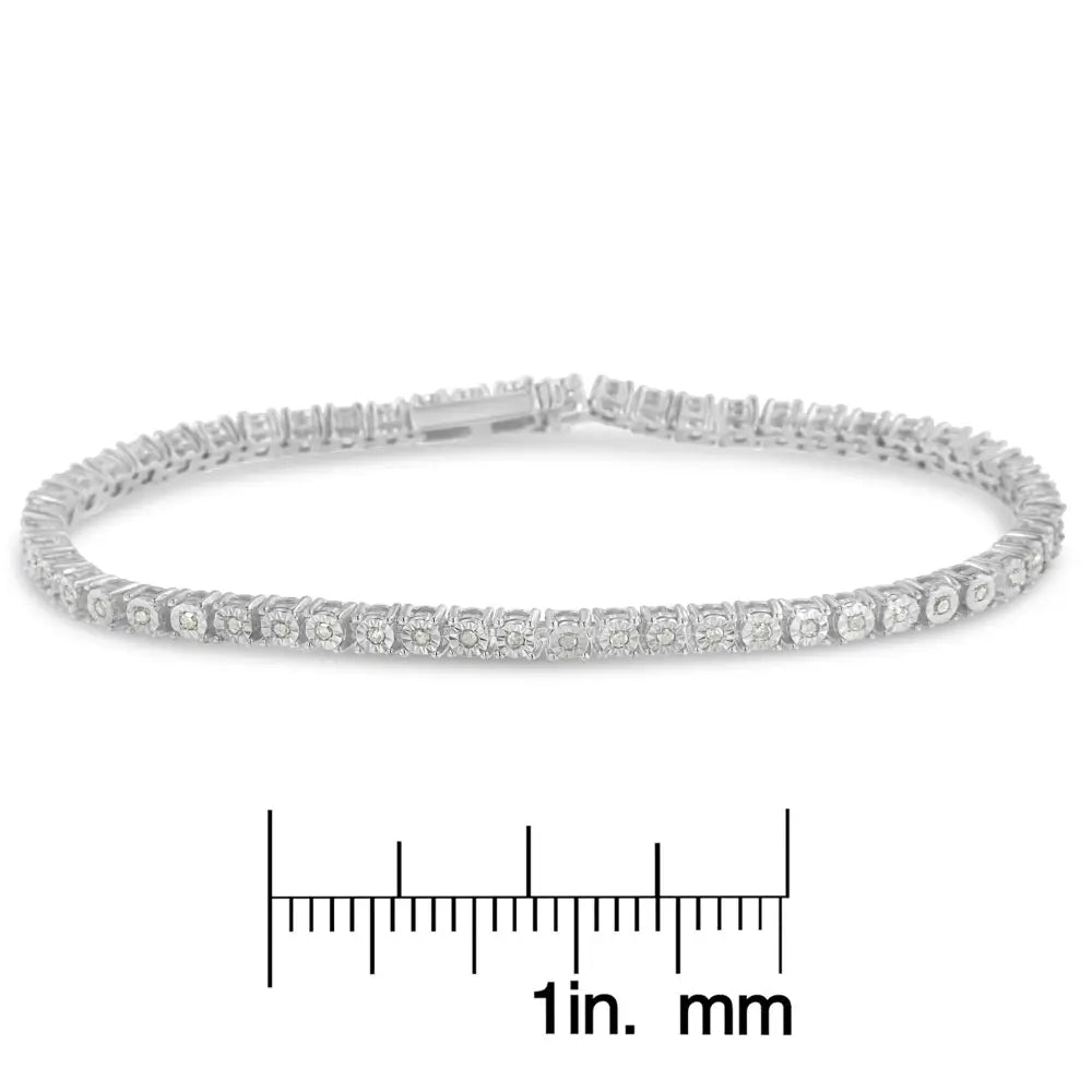 .925 Sterling Silver 1/2 Cttw Miracle Set Diamond Classic Tennis Bracelet (i-j Color I3 Clarity) -7’’ - Fine