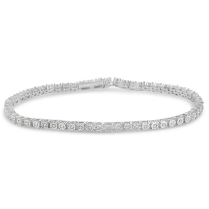 .925 Sterling Silver 1/2 Cttw Miracle Set Diamond Classic Tennis Bracelet (i-j Color I3 Clarity) -7’’ - Fine