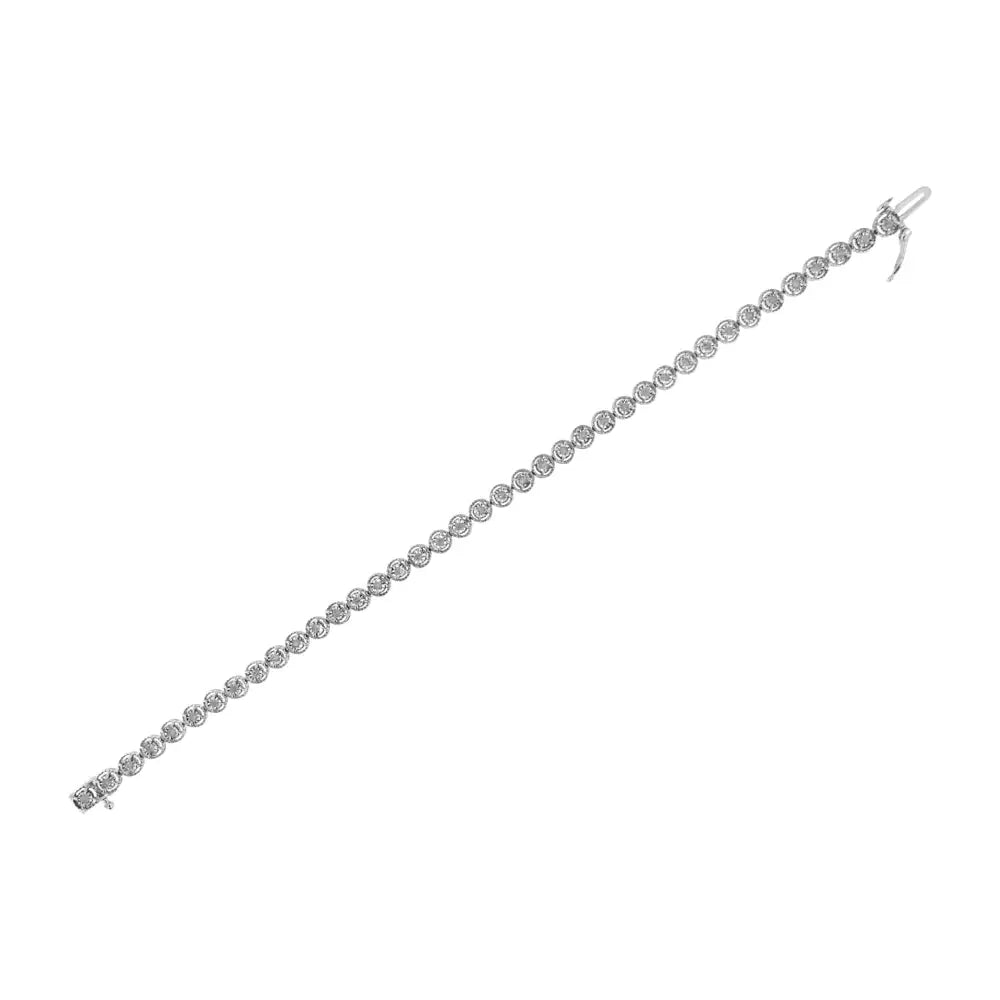 .925 Sterling Silver 1/2 Cttw Miracle Set Diamond Milgrain Style Link Bracelet (i-j I3-promo) - Size 7.25’’ - Fine