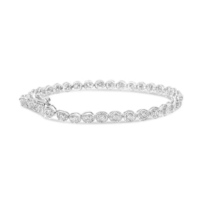 .925 Sterling Silver 1/2 Cttw Miracle Set Diamond Milgrain Style Link Bracelet (i-j I3-promo) - Size 7.25’’ - Fine