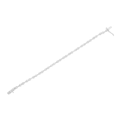 .925 Sterling Silver 1/2 Cttw Miracle-set Diamond Pear Shaped Link Bracelet (i-j Color I3 Clarity) - Size 7.25’’